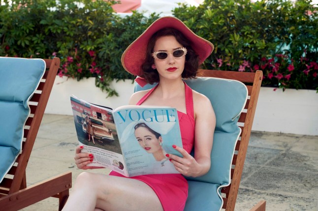 This image released by Amazon Studios shows Rachel Brosnahan in a scene from ???The Marvelous Mrs. Maisel.
