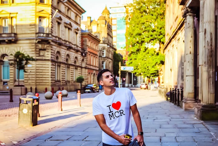 Pablos Hera in I Love Mcr t-shirt