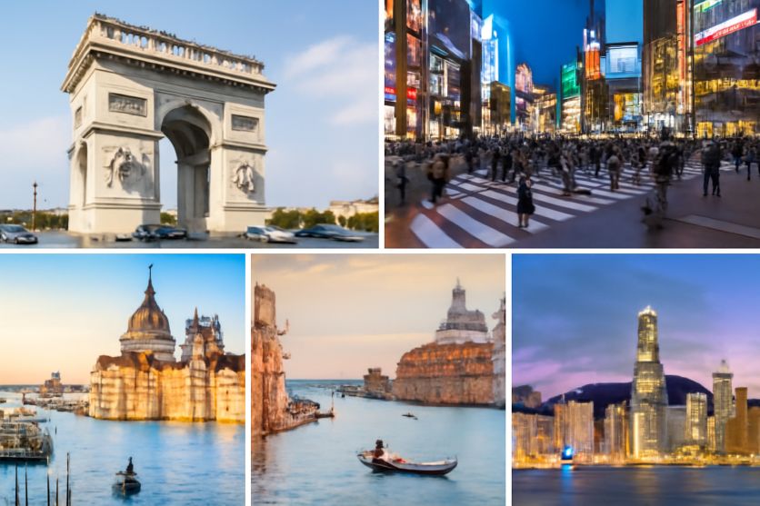 Paris, tokyo, venice, belgrade, and hong kong