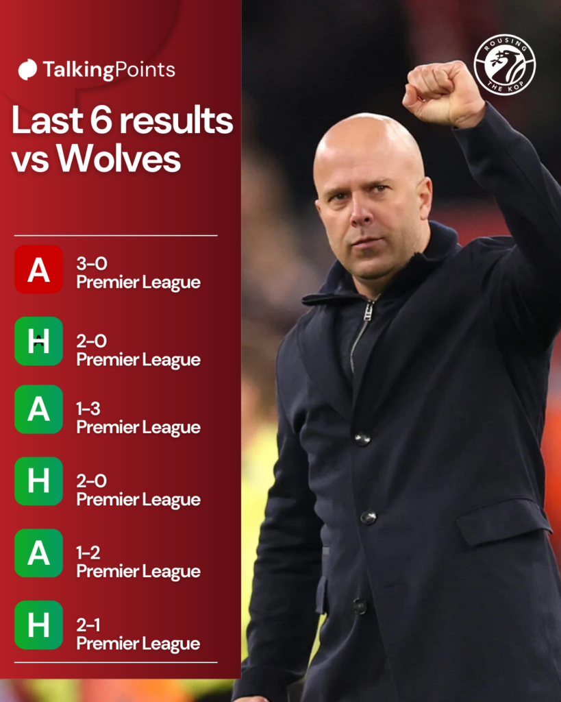 Arne Slot raises his fist to the Anfield crowd after Liverpool's Premier League win against Brighton