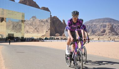 MARAYA, SAUDI ARABIA - JANUARY 31: Alan Hatherly of South Africa and Team Jayco AlUla prior to the 5th AlUla Tour 2025, Stage 4 a 140.9km stage from Maraya to Skyviews of Harrat Uwayrid 1159m on January 31, 2025 in Maraya, Saudi Arabia. (Photo by Szymon Gruchalski/Getty Images)