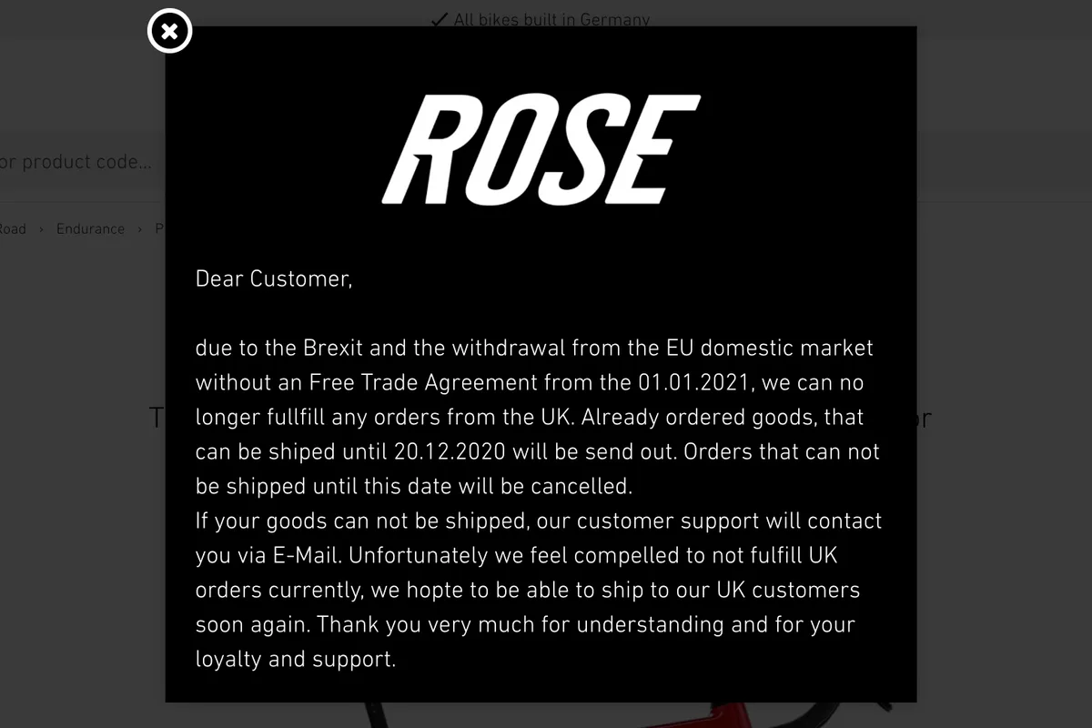 Rose Bikes Brexit pop-up