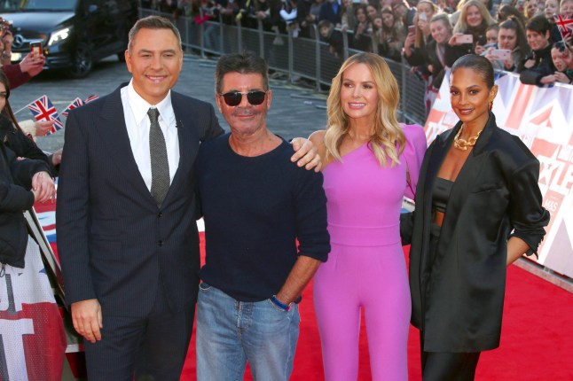 Mandatory Credit: Photo by Beretta/Sims/Shutterstock (10530283al) Simon Cowell, David Walliams, Amanda Holden and Aleasha Dixon Britain's Got Talent' TV show, Series 14, Auditions, London Palladium, UK - 19 Jan 2020