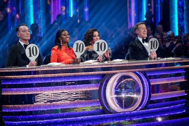 For use in UK, Ireland or Benelux countries only BBC handout photo of judges Craig Revel Horwood, Motsi Mabuse, Shirley Ballas and Anton Du Beke during their appearance on the live show on Saturday for BBC1's Strictly Come Dancing. Picture date: Saturday November 29, 2025. PA Photo. Photo credit should read: Kieron McCarron/BBC/PA Wire NOTE TO EDITORS: Not for use more than 21 days after issue. You may use this picture without charge only for the purpose of publicising or reporting on current BBC programming, personnel or other BBC output or activity within 21 days of issue. Any use after that time MUST be cleared through BBC Picture Publicity. Please credit the image to the BBC and any named photographer or independent programme maker, as described in the caption.