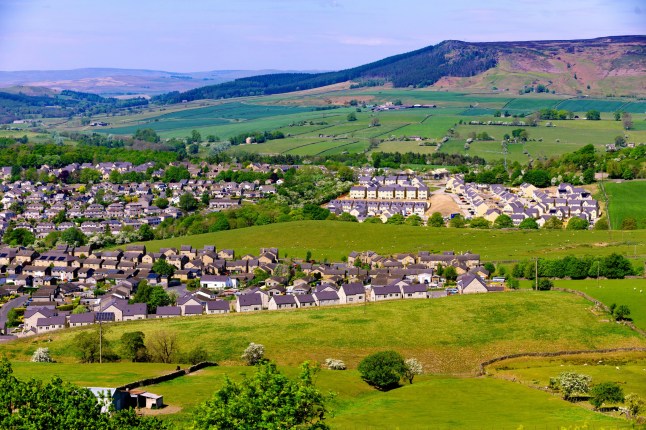 Houses visible from Draughton Heights in Skipton, North Yorkshire.