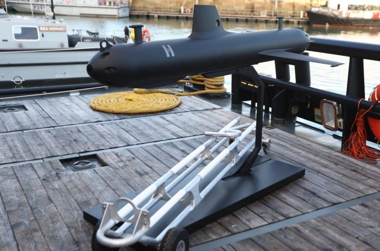 EMBARGOED TO 0001 MONDAY DECEMBER 8 A life-size autonomous underwater glider called SG-1 Fathom at Portsmouth Naval Base, during an announcement of details of Atlantic Bastion, the UK's planned highly advanced hybrid force to protect undersea cables and pipelines in the North Atlantic from Russian submarines, a key part of the Strategic Defence Review. Picture date: Thursday December 4, 2025. PA Photo. Photo credit should read: Peter Nicholls/PA Wire