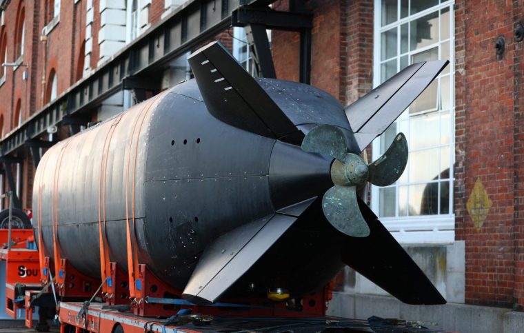 EMBARGOED TO 0001 MONDAY DECEMBER 8 The Royal Navy's experimental uncrewed underwater vehicle, Excalibur at Portsmouth Naval Base, during an announcement of details of Atlantic Bastion, the UK's planned highly advanced hybrid force to protect undersea cables and pipelines in the North Atlantic from Russian submarines, a key part of the Strategic Defence Review. Picture date: Thursday December 4, 2025. PA Photo. Photo credit should read: Peter Nicholls/PA Wire