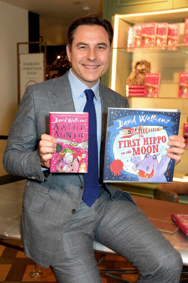 LONDON, ENGLAND - DECEMBER 06: David Walliams signs new children's book 'Awful Auntie' and his new picture book, 'The First Hippo on the Moon' at Harrods on December 6, 2014 in London, England. (Photo by David M. Benett/Getty Images)