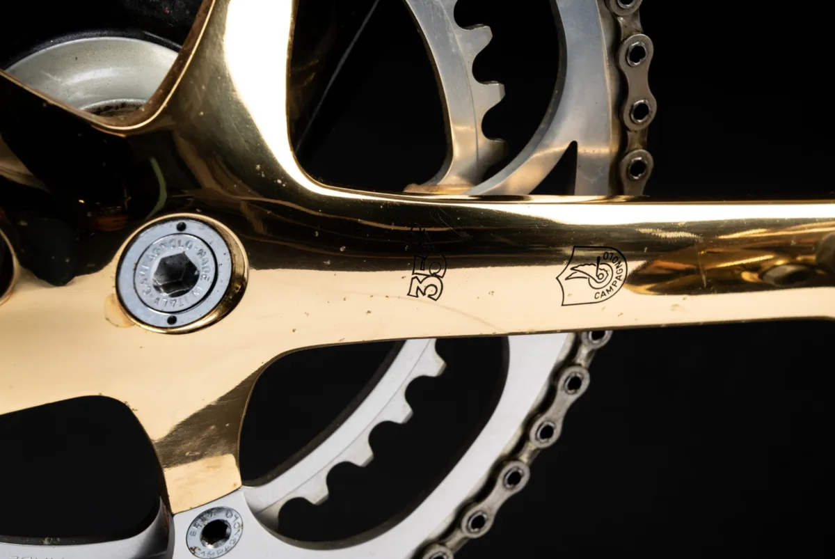 Colnago C35 Oro Ferrari with gold-plated 35-year Campagnolo crankset