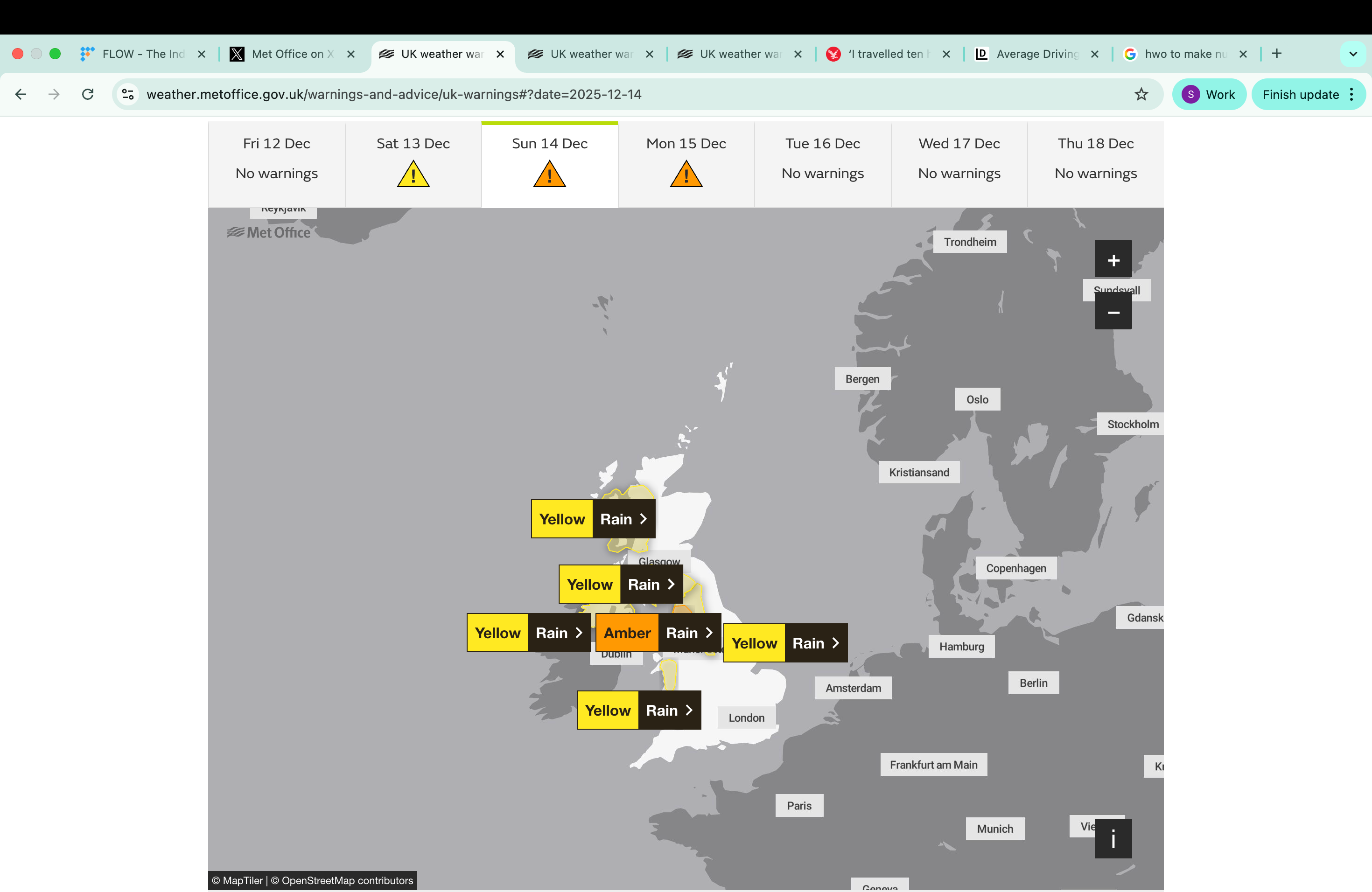 The Met Office have issued six weather warnings