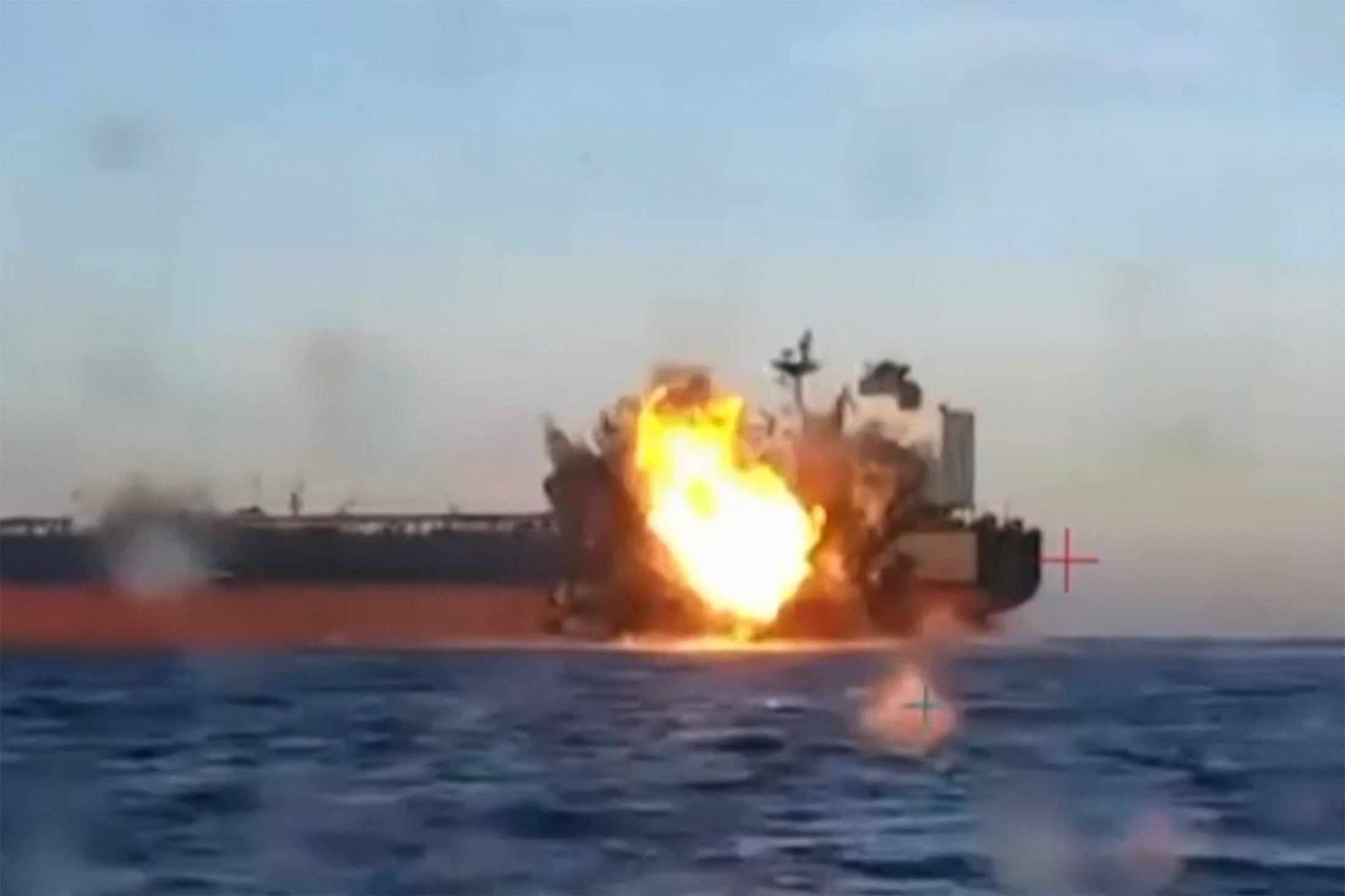 This video grab taken from images released by the Security service of Ukraine (SBU) on 29 November 2025, shows smoke rising from a cargo ship on fire in the Black Sea off the Turkish coast, amid the ongoing Russian-Ukrainian conflict