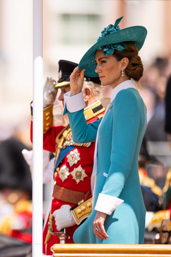 The Princess of Wales in St Patrick's Blue at Trooping the Colour