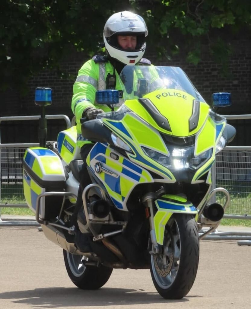 Met Police, UK, on motorcycle