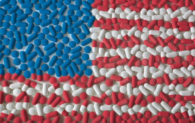 US flag made out of pills
