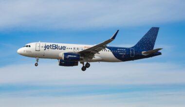 A JetBlue aircraft in the air