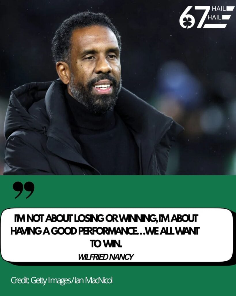 Wilfried Nancy watches on from the touchline during Celtic vs Hearts