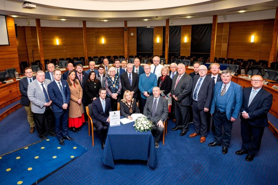 Lisburn and Castlereagh City Council opens a book of condolence for the people of Sydney following the tragic Bondi beach shooting on December 14. 
Photo courtesy of LCCC