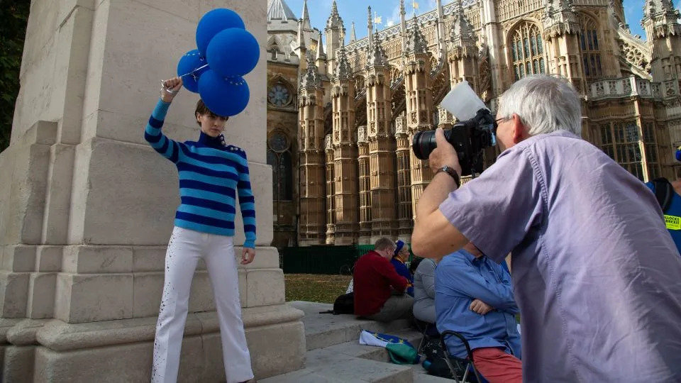 Parr, an outspoken critic of Brexit, shoots a portrait in Westminster on the day the UK's Parliament reconvened after summer recess to debate the country's departure from the European Union. - Claire Doherty/In Pictures/Getty Images