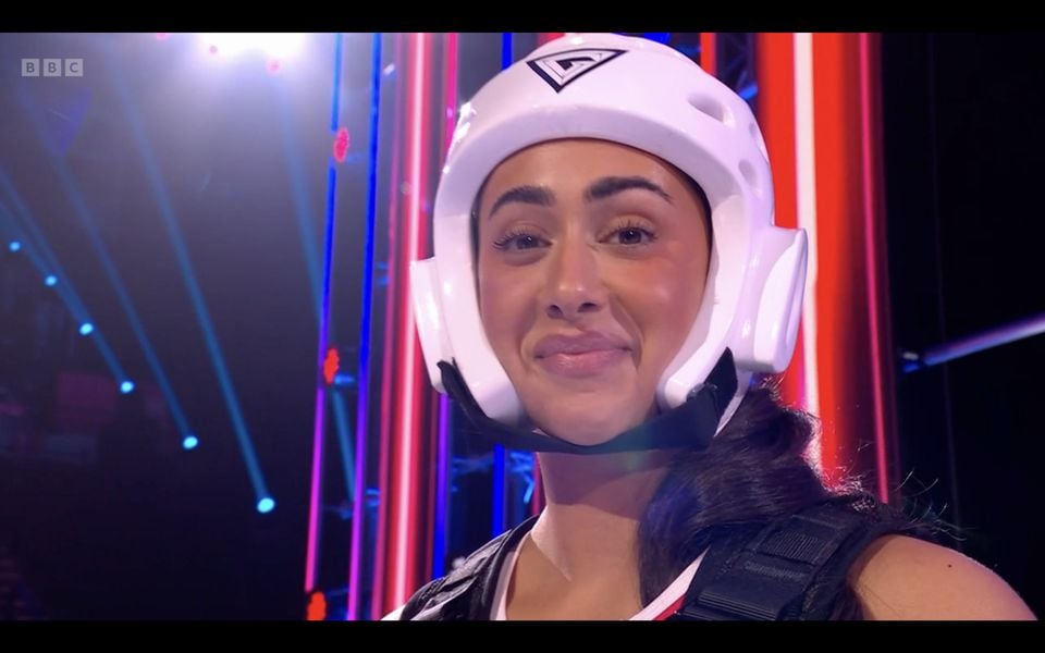 Storm NRG gym owner Keeva Neely, from Swatragh in Co Londonderry, took on Amanda Wah, in the semi-final of Gladiators. Credit: BBC