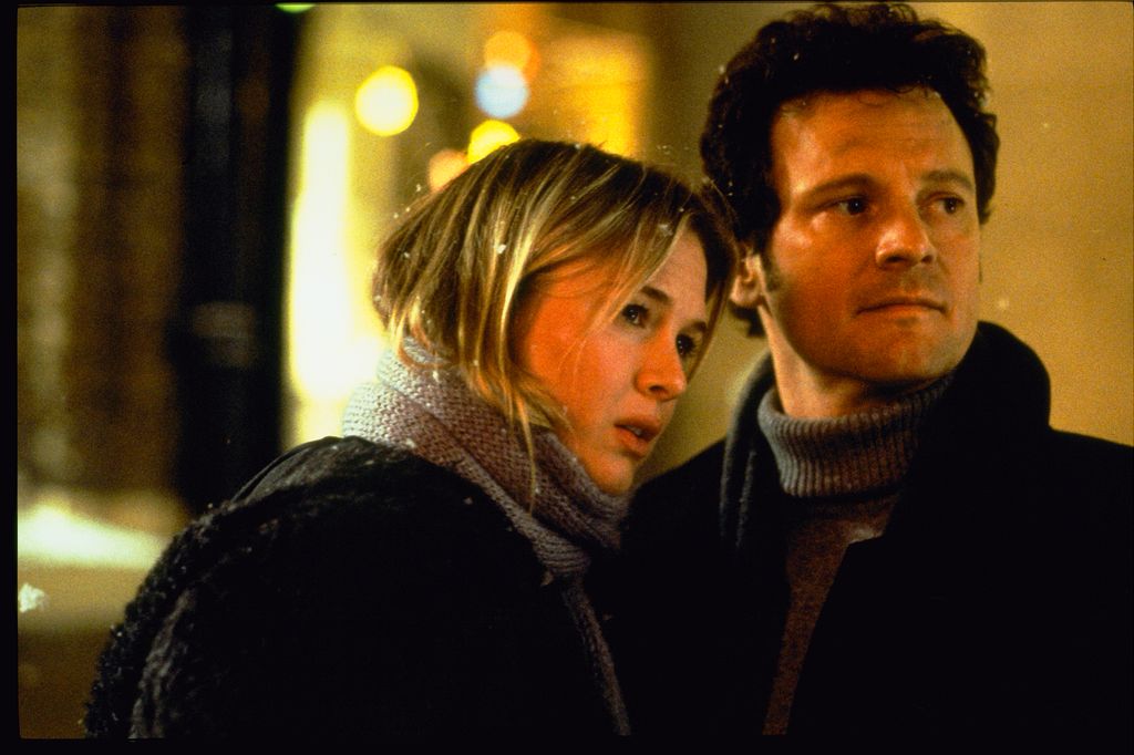 Renee Zellweger as Bridget Jones and Colin Firth as Mark Darcy