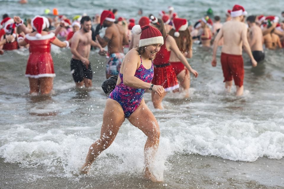 The Christmas Eve dip at Helen’s Bay. Photo: Luke Jervis/Belfast Telegraph