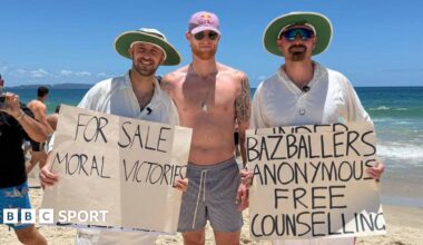 Ben Stokes with MixFM radio hosts Archie and Bretz