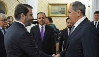 Russian Foreign Minister Sergey Lavrov receives his Syrian counterpart Asaad al-Shaibani in Moscow, 24 December 2025 (Russia Today)