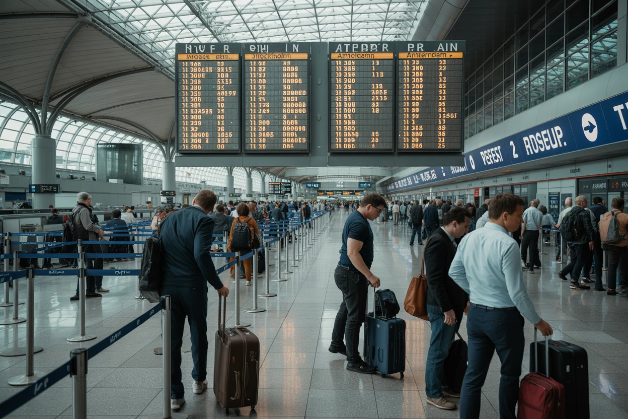 Thousands of travelers stranded in europe, including belgium, portugal, france, netherlands, uk, as brussels, sata, air france, klm, british face 66 flight cancellations and 599 delays across brussels, lisbon, paris, amsterdam, london
