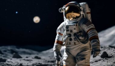 Astronaut Standing On The Moon Surface