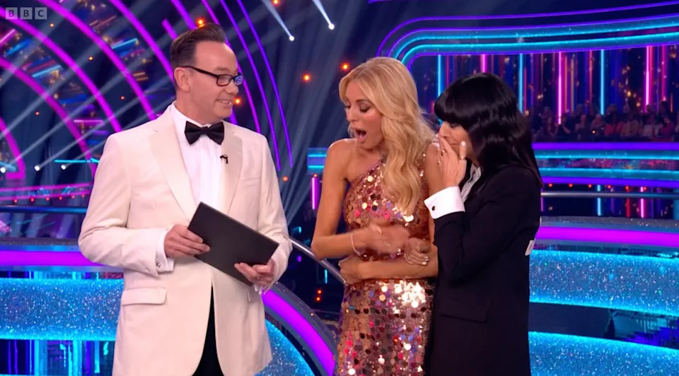 Tess Daly and Claudia Winkleman got a message from Queen Camilla. (BBC screengrab)