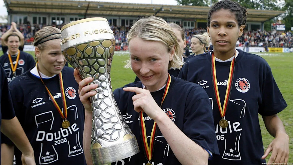 Conny Pohlers – 48 goals - Conny Pohlers scored 48 goals in just 45 matches in European competition, winning the UEFA Women's Cup twice and the Women's Champions League twice over a career spent with three different clubs: Turbine Potsdam, 1. FFC Frankfurt, and Wolfsburg.<span class="copyright">Thomas Eisenhuth/dpa/picture alliance</span>