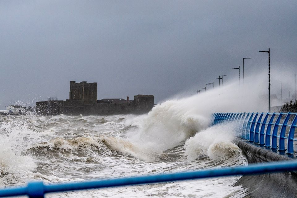Storm Bram hits Carrickfergus from Belfast Lough on December 9th 2025 (Photo by Stephen Henderson)