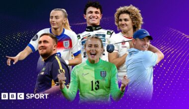 Graphic of Lando Norris, Ellie Kildunne, Rory McIlroy, Hannah Hampton, Luke Littler and Chloe Kelly