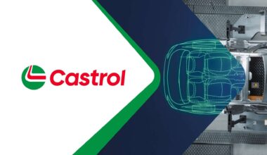 The image shows the Castrol logo next to a digital vehicle