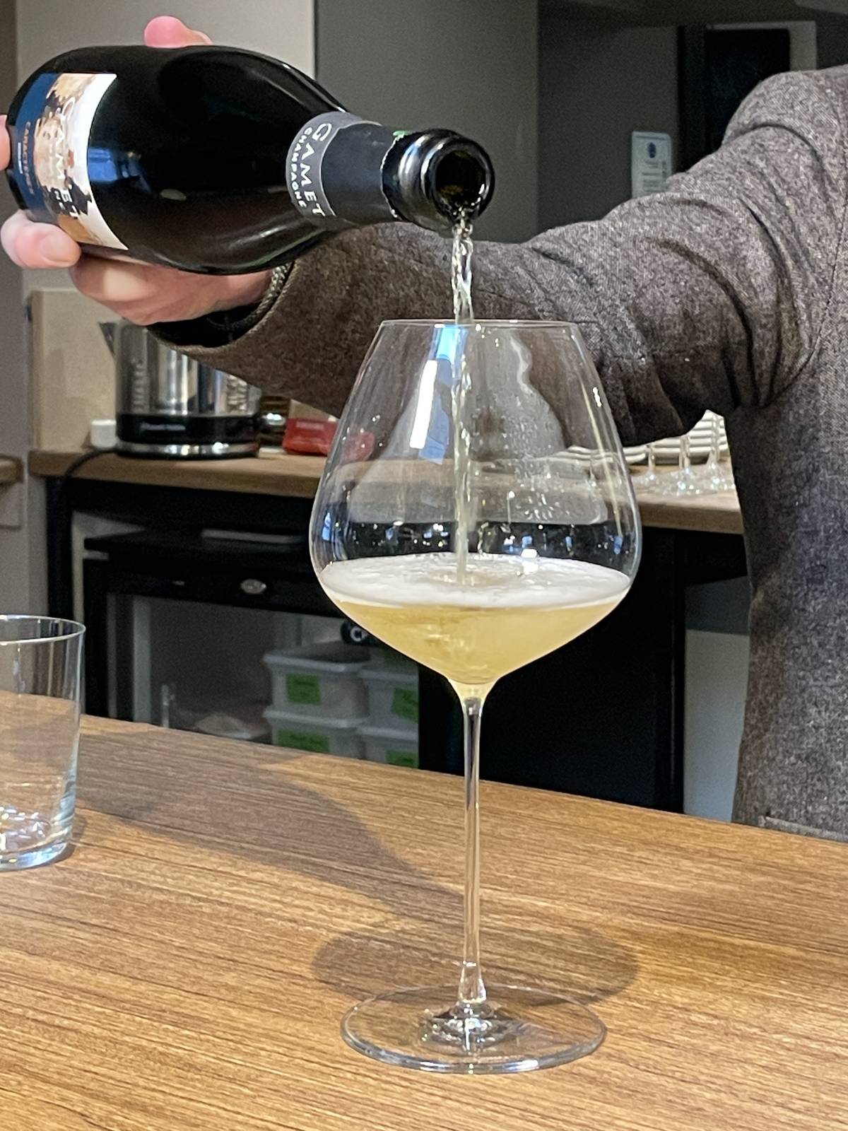 champagne being poured into glass