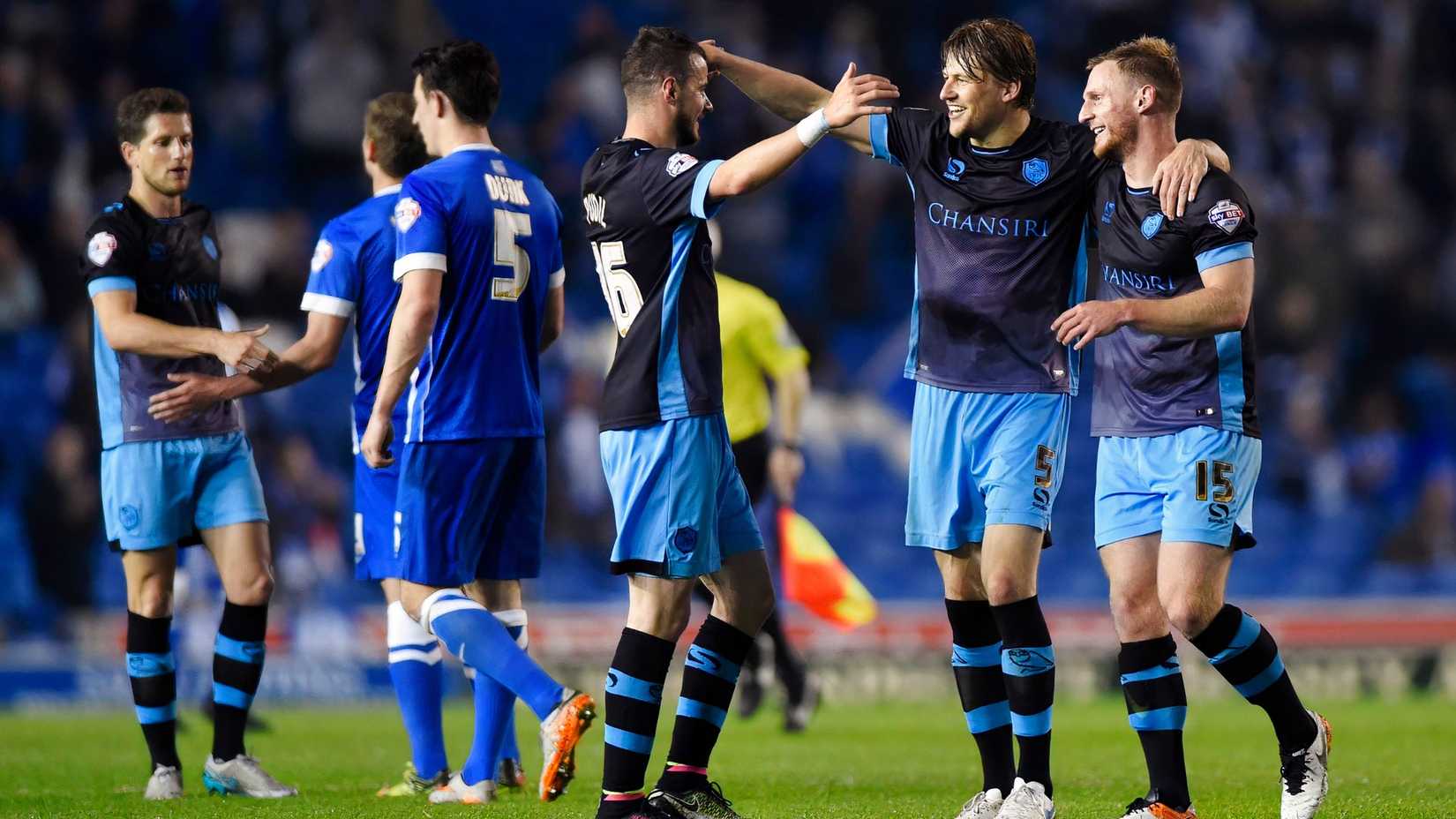 Sheffield Wednesday's Daniel Pudil, Glenn Loovens and Tom Lees