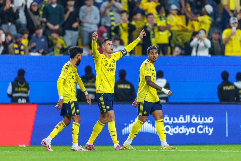 Cristiano Ronaldo celebrates scoring for Al Nassr