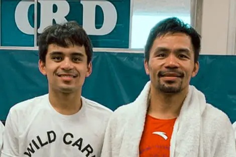 Manny Pacquiao with his son, Emmanuel