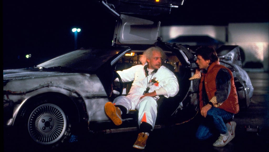 In the cinema classic Back to the Future, Emmett “Doc” Brown, played by Christopher Lloyd (left), transported Michael J. Fox as Marty McFly to 1985 in a modified DeLorean sports car. Photo: Universal Pictures