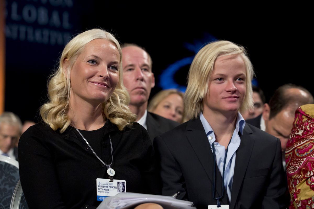 Crown Princess Mette-Marit and Marius Borg in an event in New York