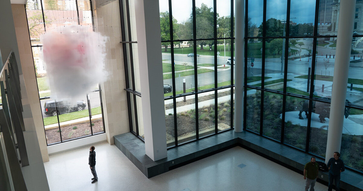 david spriggs suspends 'astra' as a cloud of transparent planes