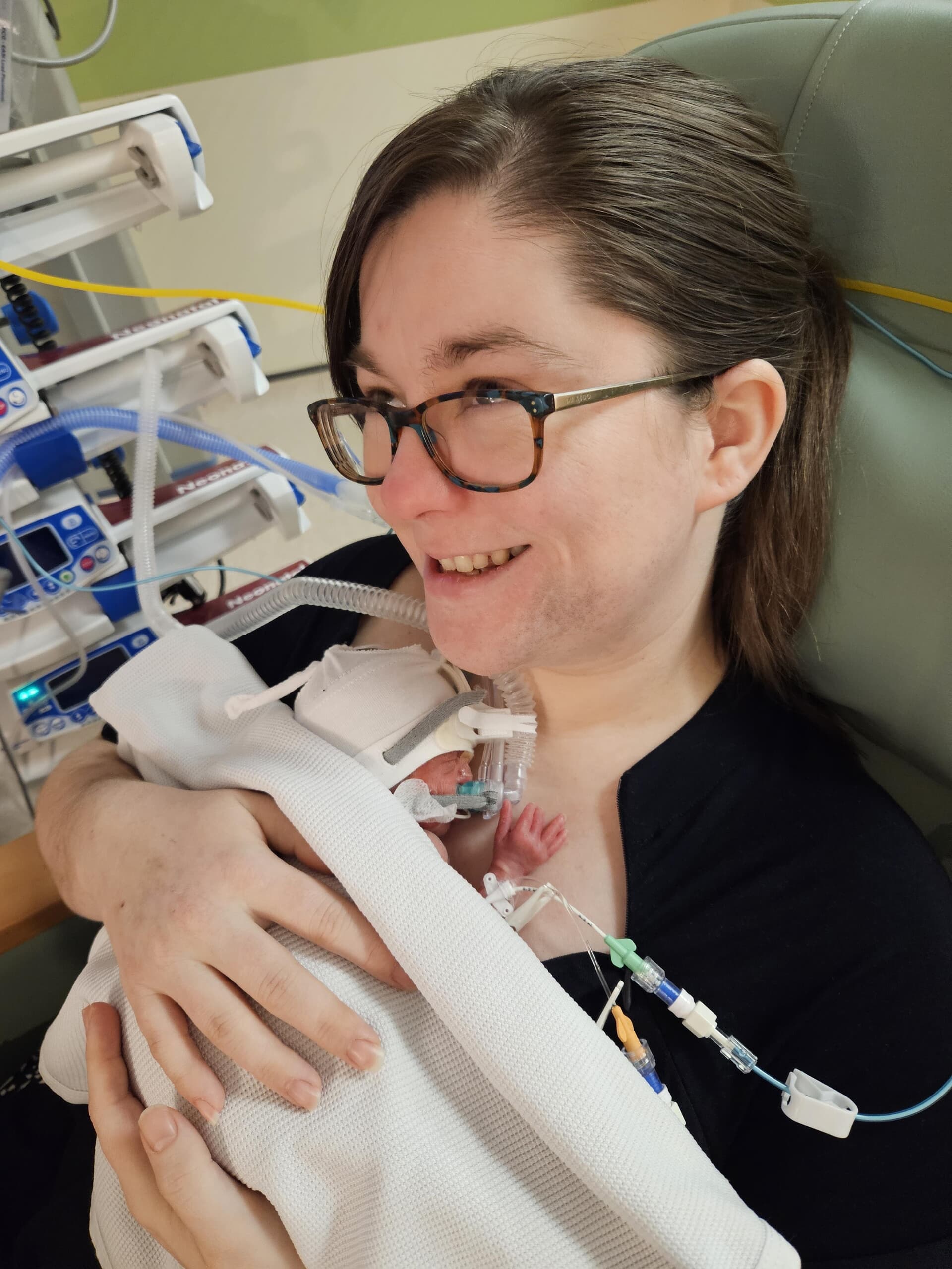 Nicolle with baby Alexandria in hospital