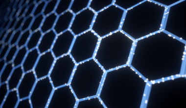 Pattern of blue hexagonal shapes.