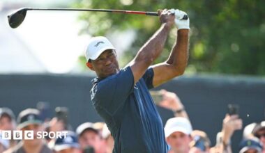 Tiger Woods hits his tee shot at the 14th hole during the second round of 124th U.S. Open Championship at Pinehurst