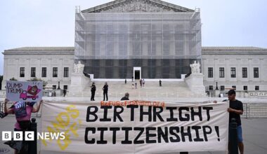 Protesters outside US Supreme Court contest proposed ban on birthright citizenship