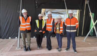 From left: Cllr Mark Skillicorn, Raquel Carrillo, Managing Director, FINSA UK LTD, Leader of Wirral Council Cllr Paula Basnett, Deputy Leader of Wirral Council Cllr Julie McManus, and Manuel Castineira, Director, FINSAHOME LTD