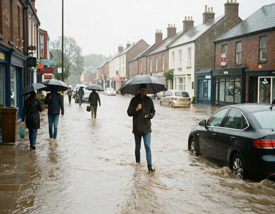 United Kingdom Faces Widespread Flooding and Travel Chaos on Sunday as Heavy Rainfall Impacts Northern Counties with Severe Disruptions and Risks