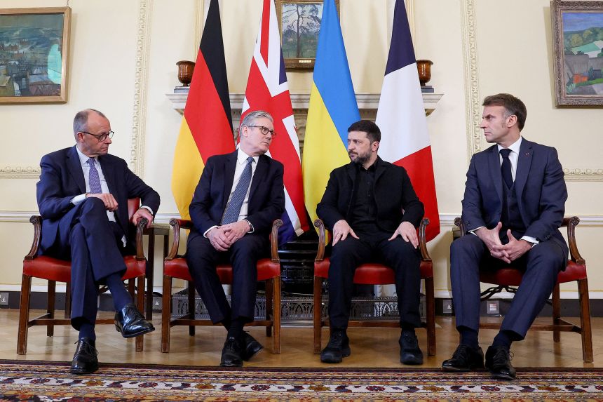Zelensky, second from right, joined British Prime Minister Keir Starmer, French President Emmanuel Macron and German Chancellor Friedrich Merz for talks in London in early December.