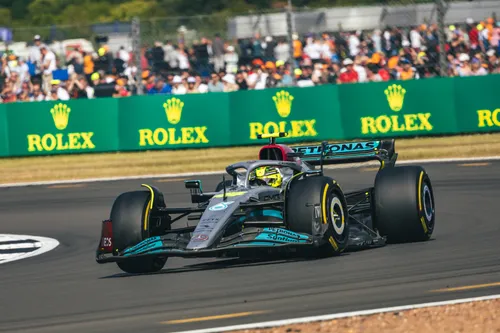 Hamilton driving at the 2022 British Grand Prix