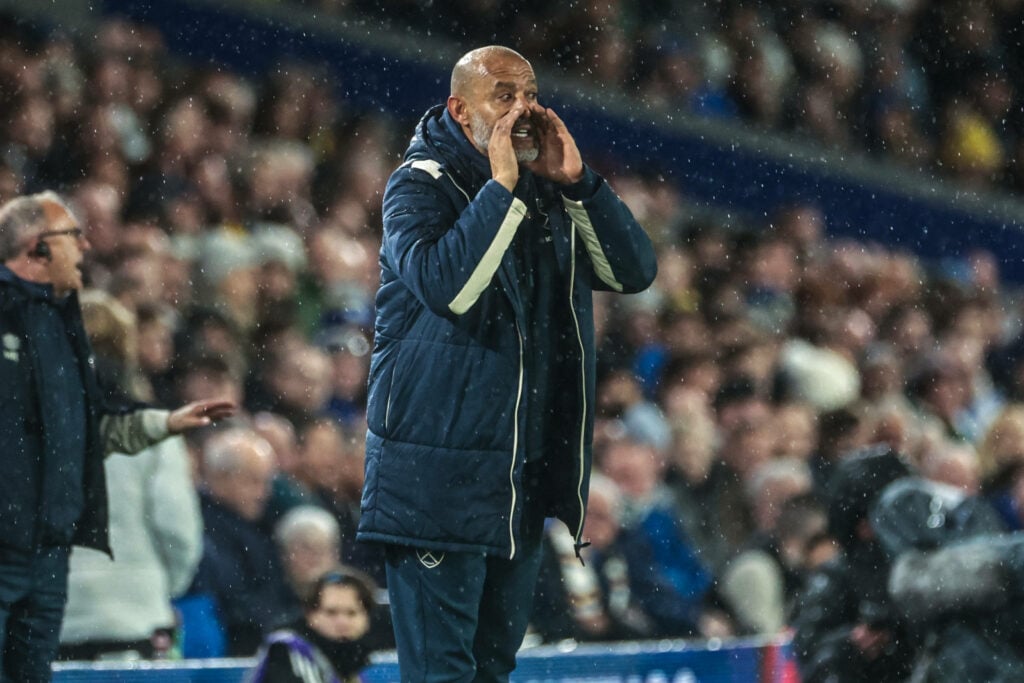 West Ham manager Nuno Espirito Santo on the touchline.